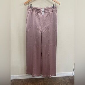 Express Luxe Blush Satin Wide Leg Pants NEW with Tags Size Small